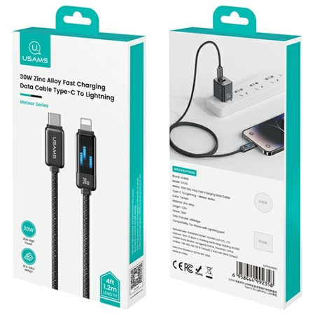 USAMS Kabel USB-C na Lightning 30W 1.2m   Zinc Alloy Fast Charging Data Cable Meteor Series SJ743USB02 (US-SJ743)