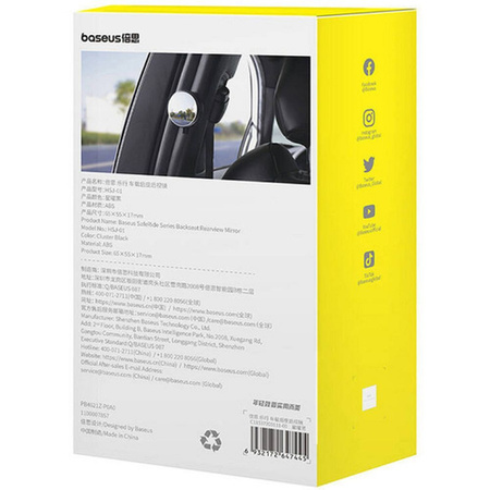 Baseus SafeRide Series rearview mirror with safety hammer - black