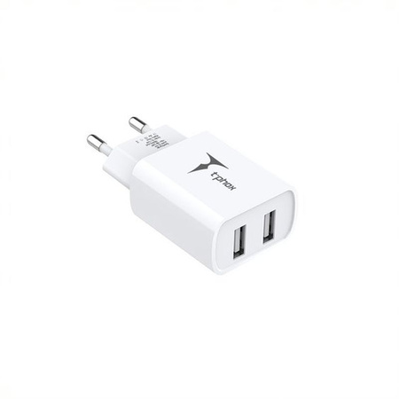 ŁAD SIEC T-PHOX POCKET SERIES 2xUSB TCC-224 2.4A 12W + KABEL USB-C 1M WHITE