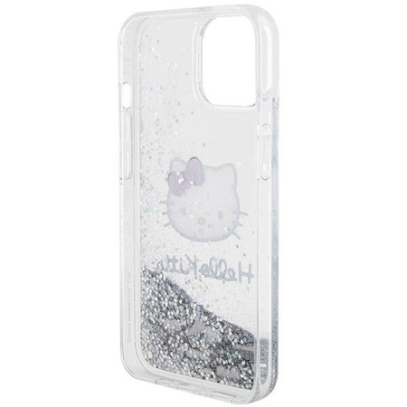 Hello Kitty Liquid Glitter Charms Kitty Head case for iPhone 14 - silver