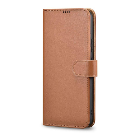 iCarer Haitang Leather Wallet Case for Samsung Galaxy S22+ (S22 Plus) genuine leather cover brown (AKSM05BN)