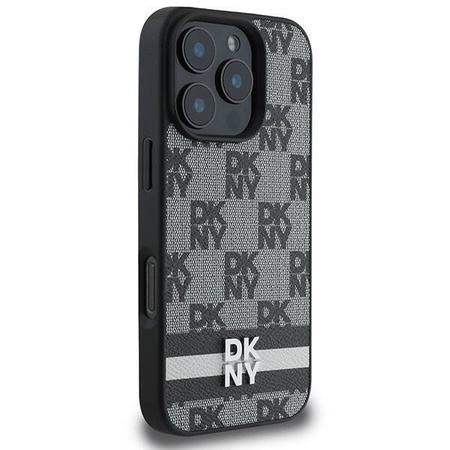 DKNY DKHCP16LPCPTSSK iPhone 16 Pro 6.3"  czarny/black hardcase Checkered Pattern & Printed Stripes