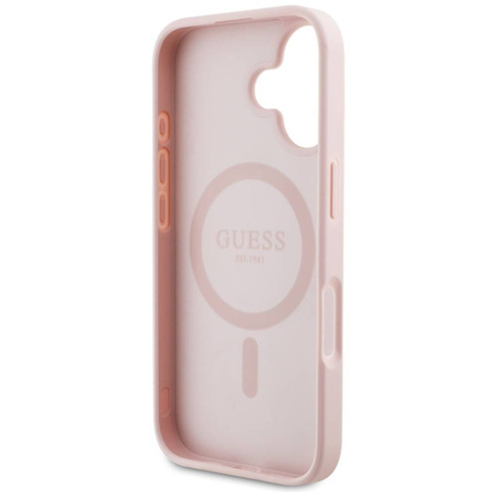 Schutzhülle IPHONE 16 Guess Grained Printed Flower Pattern MagSafe rosa