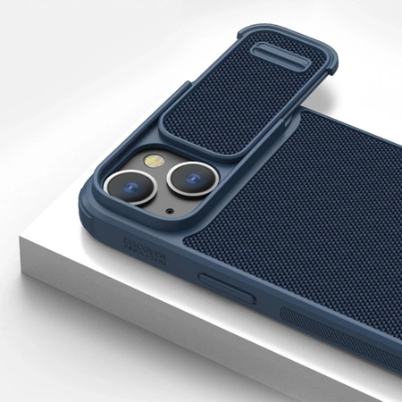Nillkin Textured S Case für iPhone 14 Plus, gepanzerte Hülle mit Kameraabdeckung, blau