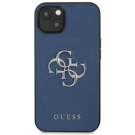 Guess nakładka do iPhone 13 Mini 5,4" GUHCP13SSA4GSBL niebieski hard case Saffiano 4G Metal Logo