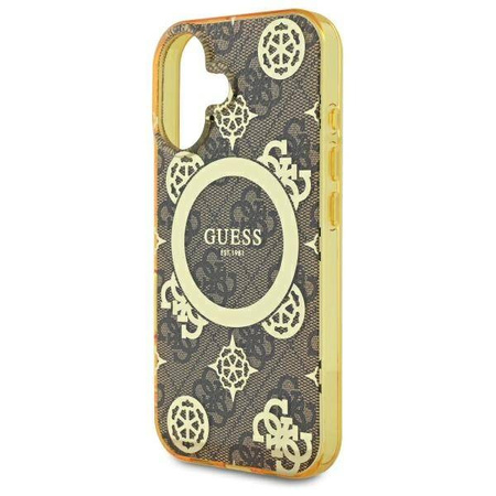 Original Case IPHONE 16 Guess Hardcase IML Peony On 4G Background MagSafe (GUHMP16SH4PYEEW) brown