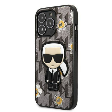Oryginalne Etui IPHONE 13 PRO Karl Lagerfeld Flower Ikonik Karl (KLHCP13LPMNFIK1) szare