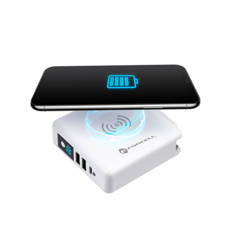 Forcell Wielofunkcyjna Ładowarka 4w1 15W ze złączami USB/USB typ C, power bankiem 8000mAh i ładowaniem bezprzewodowym