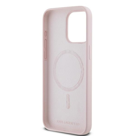 Oryginalne Etui KARL LAGERFELD hardcase Silicone Karl & Choupette Ring MagSafe KLHMP15XSCMKCRHP do Iphone 15 Pro Max różowy