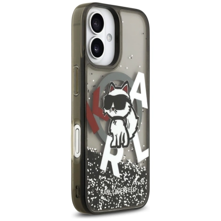Etui Karl Lagerfeld Liquid Glitter Choupette Logo MagSafe na iPhone 17 - czarne