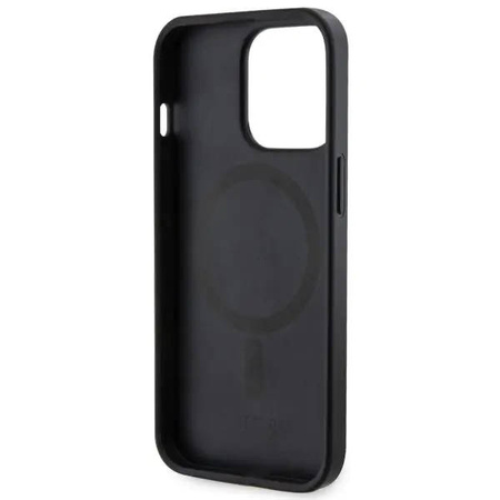 Guess GUHMP13LP4RPSK iPhone 13 Pro / 13 6,1&quot; schwarz/schwarzes Hardcase 4G bedruckte Streifen MagSafe