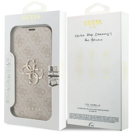 Etui Guess Book 4G Metal Logo na iPhone 17 Pro - różowe