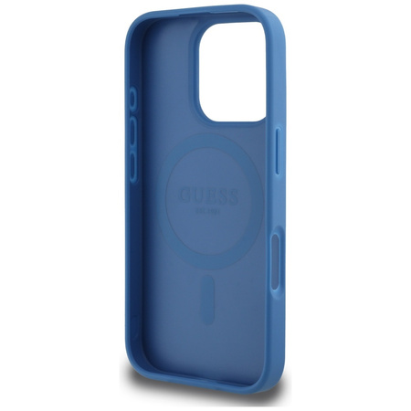 Oryginalne Etui IPHONE 16 PRO Guess 4G Circle Classic Logo MagSafe niebieskie