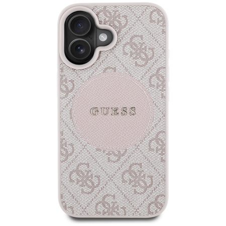 Original Handyhülle IPHONE 16 Guess 4G Circle Classic Logo MagSafe rosa