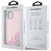 Oryginalne Etui IPHONE 15 Karl Lagerfeld Hardcase Silicone Shadow Metal Initial MagSafe różowe