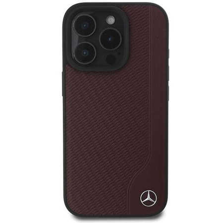 Mercedes nakładka do iPhone 16 Pro Max 6,9" MEHMP16X23RBGVR Hardcase MB Wood Imitation Leather MagSafe czerwona