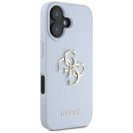 Case IPHONE 16 Guess Grained Big 4G Logo Small Classic Logo blue