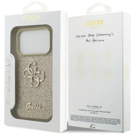 Guess Fixed Glitter Big 4G Hülle für iPhone 17 Pro - Gold