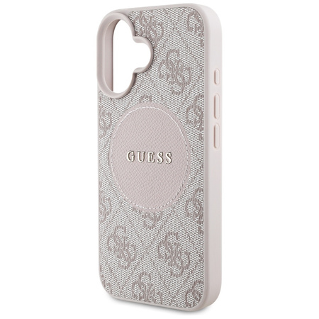 Original Handyhülle IPHONE 16 Guess 4G Circle Classic Logo MagSafe rosa