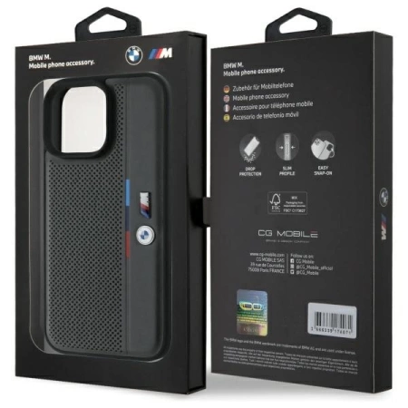 BMW M Perforated Tricolor Detail Line iPhone 16 Pro Max Case - Dark Gray