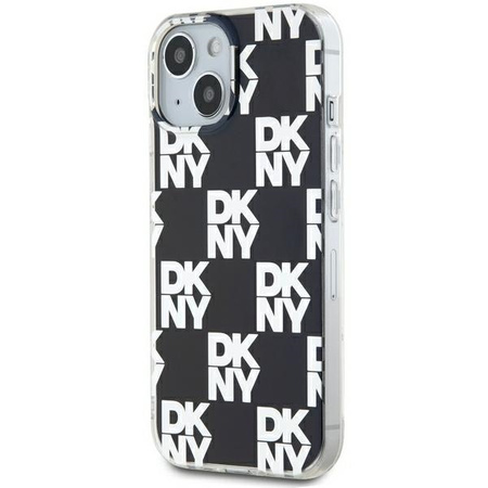 DKNY DKHCP15SHDLCEK iPhone 15 / 14 / 13 6.1" czarny/black hardcase IML Checkered Mono Pattern