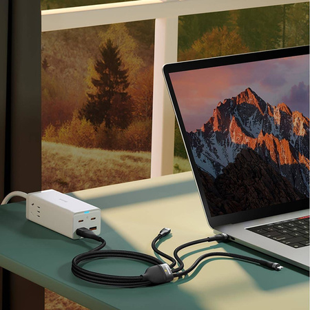 Baseus Flash Series II USB Typ C / USB Typ A Kabel - USB Typ C / Lightning / Micro USB 100 W 1,2 m blau (CASS030103)