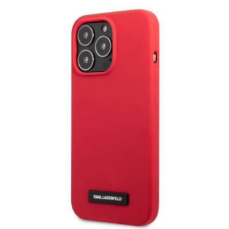 Original Handyhülle IPHONE 13 PRO Karl Lagerfeld Hardcase Silicone Plaque rot