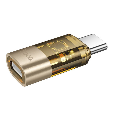 Adapter USB C do Lightning Hoco UA36D transparentny złoty