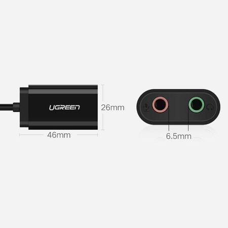 Ugreen zewnętrzna karta dźwiękowa muzyczna adapter USB - 3,5 mm mini jack 15 cm biały (US205 30143)