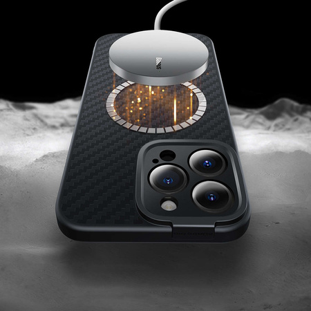 Gepanzerte Hülle für iPhone 14 Pro Max, kompatibel mit MagSafe Baseus Kunstfaser-Hartglas – Schwarz