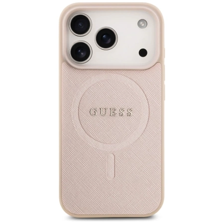 Guess Saffiano Classic Logo MagSafe Case for iPhone 17 Pro - Pink