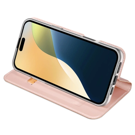 Etui Dux Ducis Skin Pro na iPhone 16 z klapką i miejscem na kartę - różowe