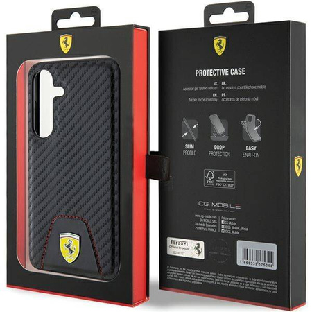 Oryginalne Etui FERRARI hardcase Carbon Stitched Bottom FEHCS24SN3PUK do Samsung Galaxy  S24 Czarny
