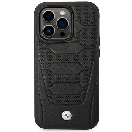 Original Case IPHONE 14 PRO MAX BMW Leather Seats Pattern MagSafe MagSafe (BMHMP14X22RPSK) black