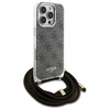 Original Handyhülle IPHONE 16 PRO MAX Guess Hardcase Crossbody Cord 4G Print (GUHCP16XHC4SEW) braun