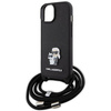 Etui Karl Lagerfeld Crossbody Saffiano Metal Pin Karl & Choupette na iPhone 15 Plus - czarne