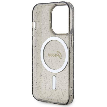 Guess, GUHMP14LHCMCGK iPhone 14 Pro 6,1" schwarz/schwarz Hardcase Glitter Gold MagSafe