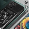 Hybrid Armor Camshield Panzerhülle für iPhone 16 Pro Max mit Kameraabdeckung und Ständer – Schwarz