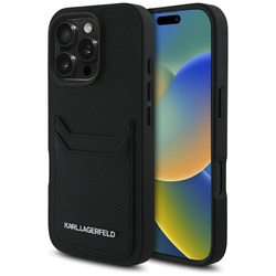 Original Case IPHONE 16 PRO Karl Lagerfeld HC Grained PU Cardslot Metal Elong black