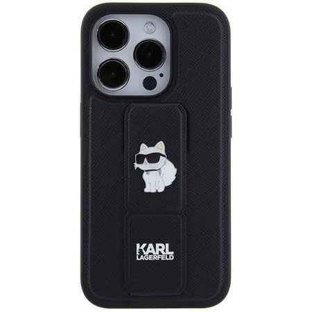 Karl Lagerfeld nakładka do iPhone 14 Pro 6,1&quot; KLHCP14LGSACHPK HC GRIPSTAND SAFFIANO CHOUPETTE PINS czarna