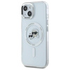 Original Handyhülle IPHONE 14 Karl Lagerfeld Hardcase IML Metal Karl&Choupette Head MagSafe (KLHMP14SHLSKCH) weiß