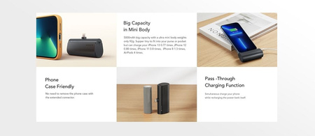 Bateria zewnętrzna (Powerbank) VEGER PlugOn - 5000mAh z wbudowanym złączem do Lightning 8-pin PD 20W (W0556L)