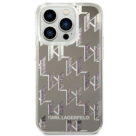 Original Case IPHONE 14 PRO MAX Karl Lagerfeld Hardcase Liquid Glitter Monogram (KLHCP14XLMNMS) silver