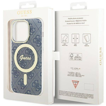 Oryginalne Etui GUESS hardcase IML 4G MagSafe GUHMP15LH4STB do Iphone 15 Pro niebieski