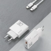 Dudao A30EUL GaN-Wandladegerät 30 W USB-A / USB-C + USB-C – Lightning Kabel – Weiß