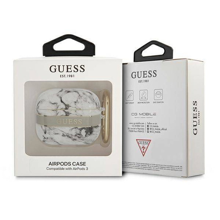 Schutzhülle APPLE AIRPODS 3 Guess AirPods Marble Strap Collection (GUA3HCHMAG) grau