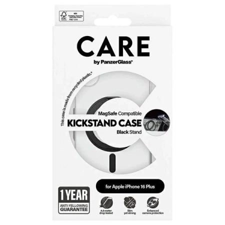 CARE by PanzerGlass Feature Kickstand Case iPhone 16 Plus 6.7" black/black MagSafe 1323