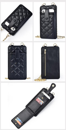 Pikowana torebka / saszetka na telefon 19*10,5*2cm, BLACK / CZARNY