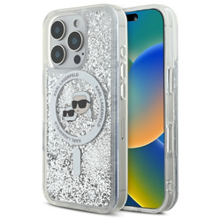Karl Lagerfeld nakładka do iPhone 16 Pro Max 6,9" KLHMP16XLGKCSGH przezroczysta Hardcase Liquid Glitter Karl&Choupette Head MagSafe