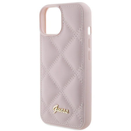 Guess Quilted Metal Logo case for iPhone 15 - pink